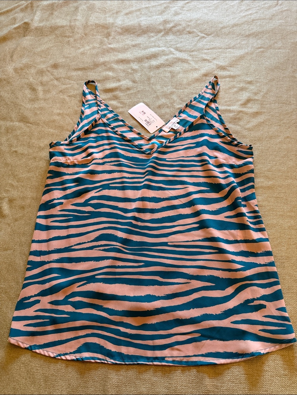 Allison Joy Teal and Blush Zebra-Print Tank